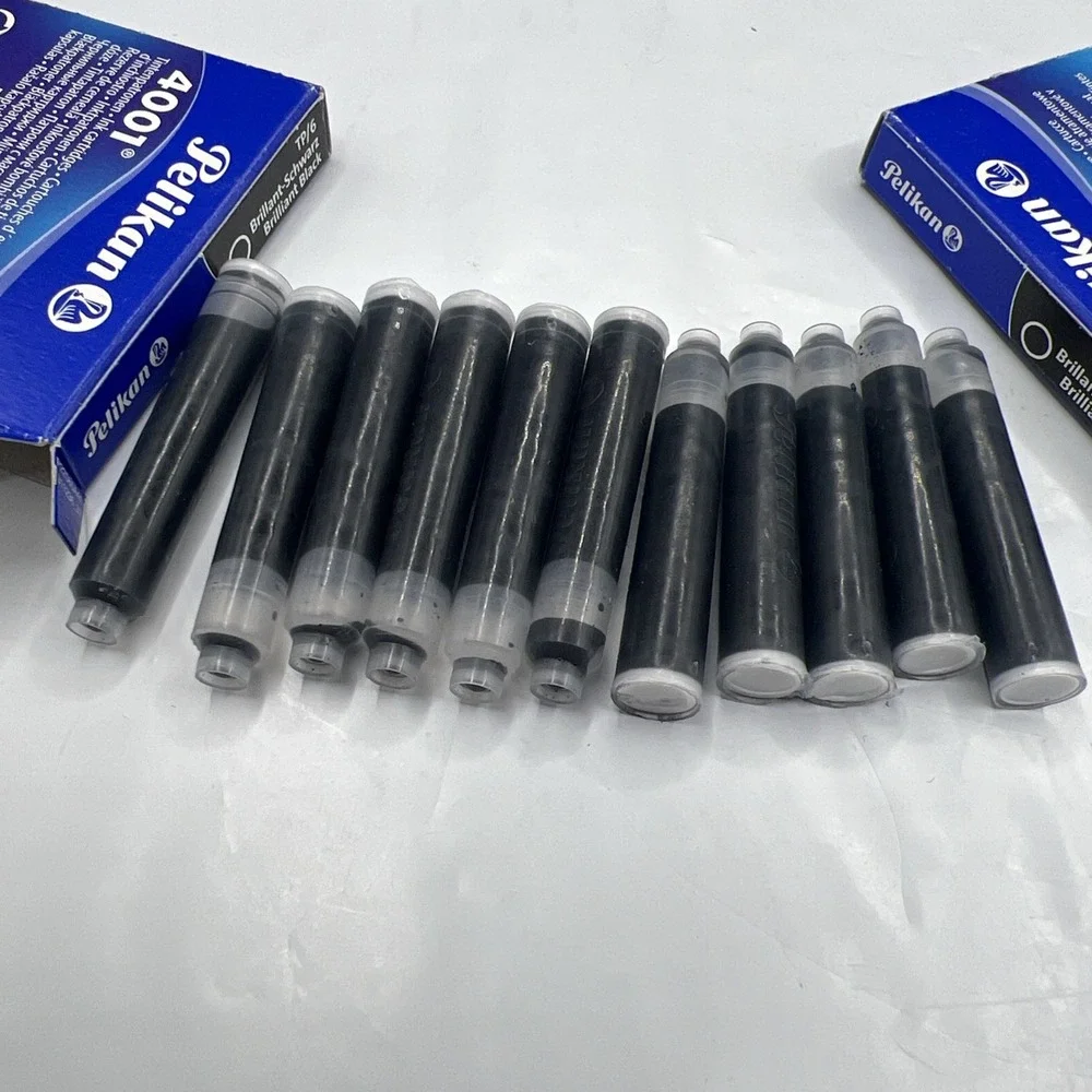 Lot of 11 Pelikan 4001 Fountain Pen Ink Cartridges Brilliant Black Germany NOS